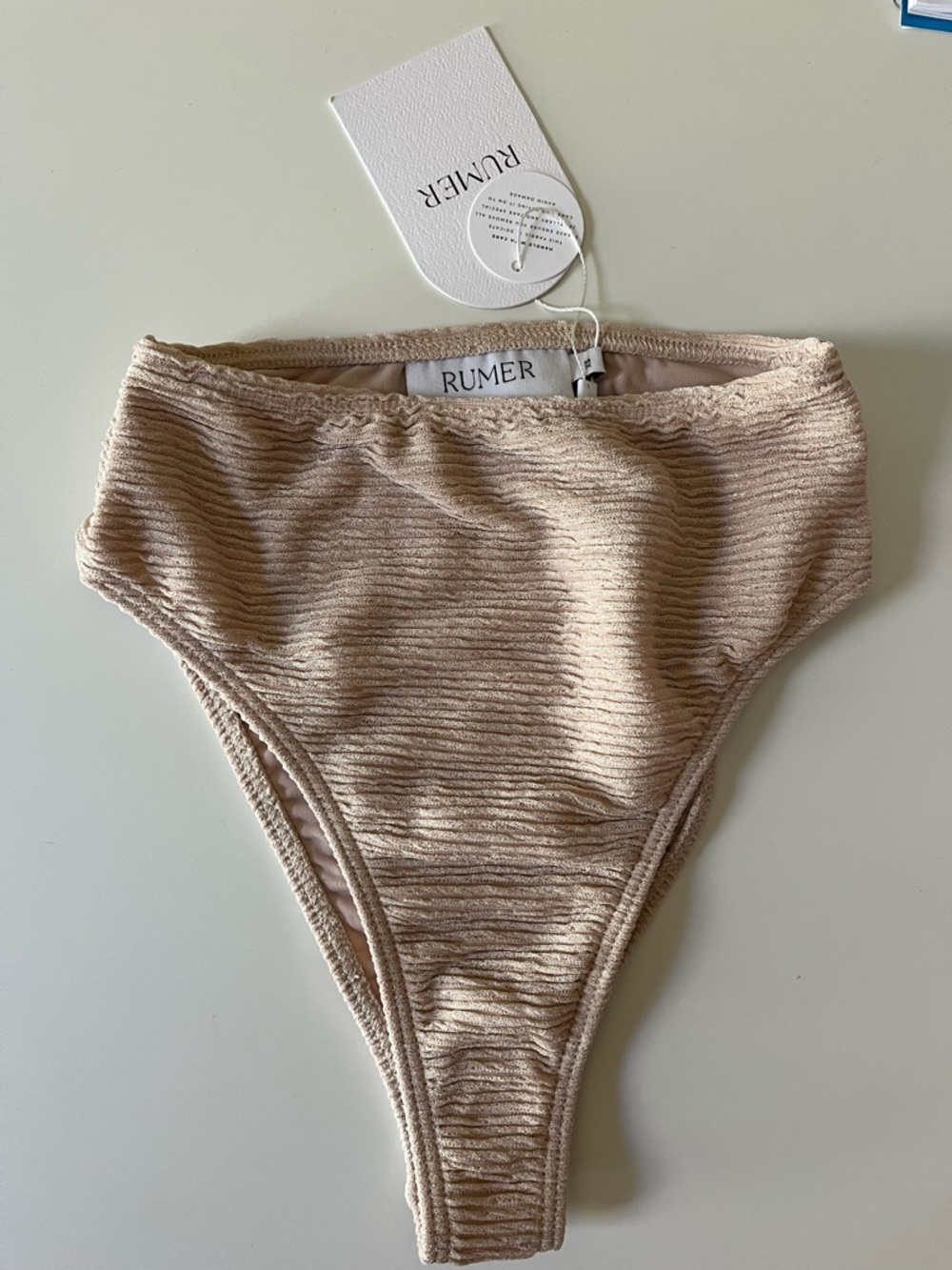 RUMER High-Cut Ribbed Bikini Cassidy Bottoms in Nude
